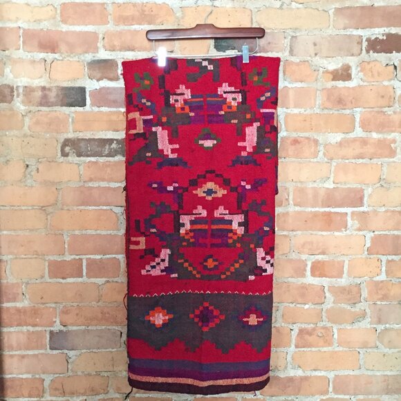 Vintage Hand Loomed Wool Textile / Floor Mat - Picture 1 of 5